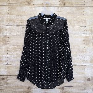 American Rag Cie Long Sleeve Polka Dot Blouse